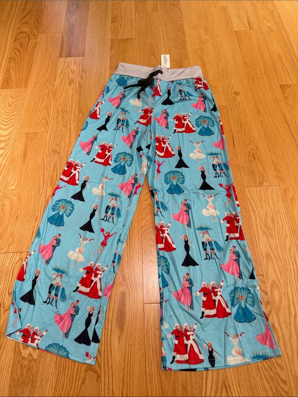 New! Sheshow medium White christmas contrast wide leg pants . - Picture 2 of 10